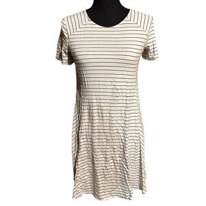 LUSH White Black Stripe Swing Style Jersey Knit Dress Women's M Medium